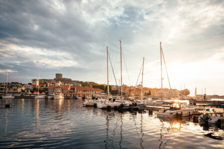 Marstrand harbor at sunset