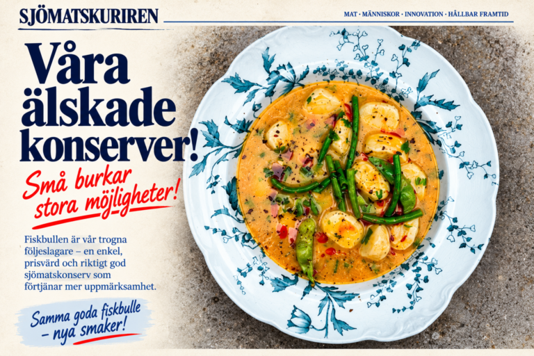 Sjömatskuriren, vår fiktiva tidning där vi kan leka med framtidens sjömat och testa olika nya spännande idéer.